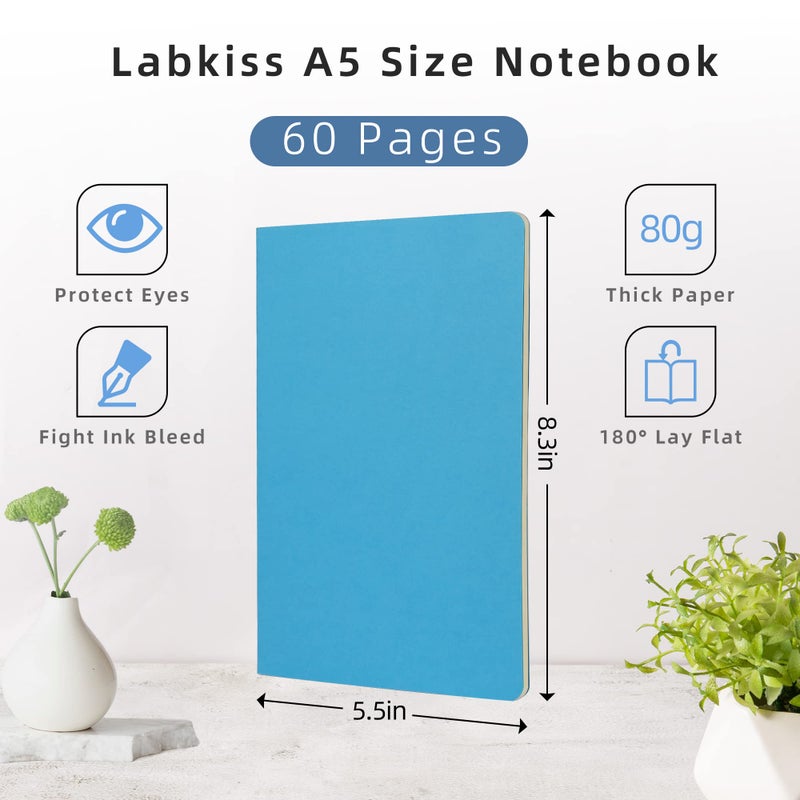 Labkiss 24 حزمة من دفتر الملاحظات الفارغ والمجلة السائبة غطاء متعدد غير مبطن ورق سميك عادي A5 حجم 5.5x8.3 بوصة 60 صفحة صغيرة كراسة الرسم موضوع دفتر الملاحظات مجموعة للنساء الرجال الأطفال المسافر مكتب الطالب - Image 5